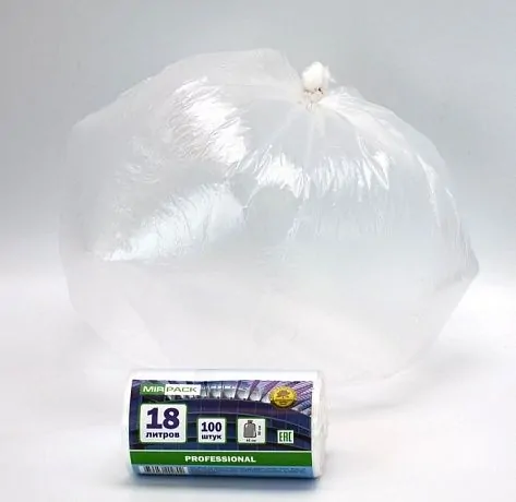 Пакеты для мусора 18 л, 7 мкм, ПНД, в рулоне 100 штук, прозрачные, 45х50 см, Professional - Вид 2